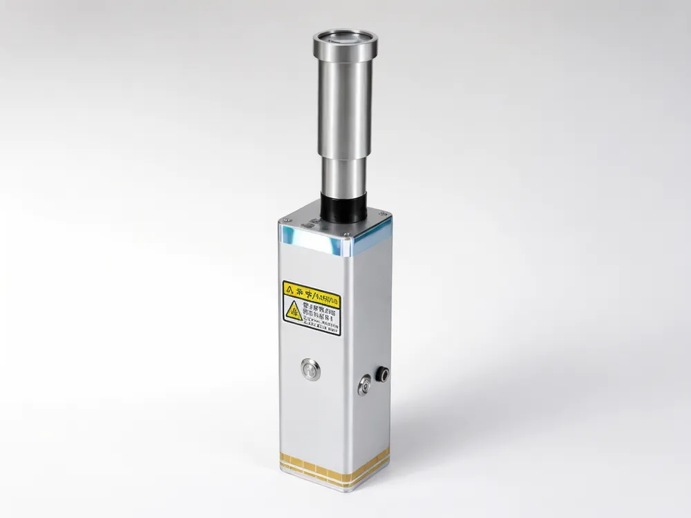 Genuine KyberSpark Core V2 showing pure metal body, bilingual laser warning label, and power-symbol control — documented visual markers to verify on delivery